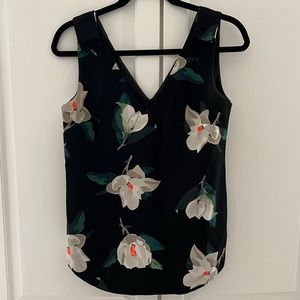 Banana Republic Floral Sleeveless Blouse with Shoulder Details, Size XS